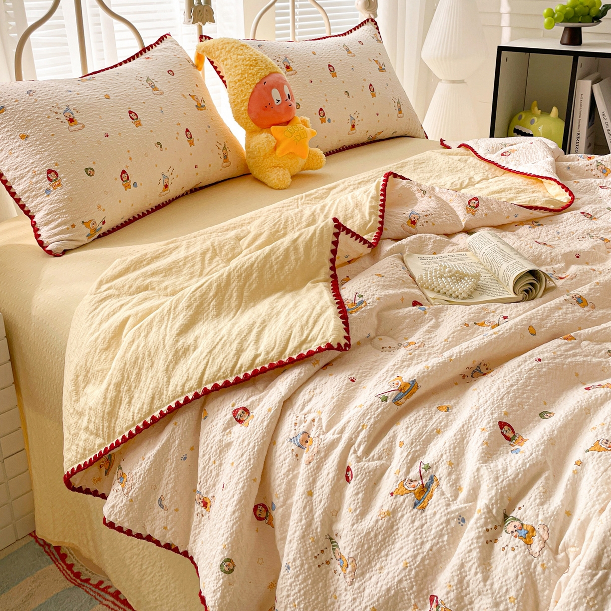 91家纺网 家纺一手货源 找家纺 （总）蓝极人 2026新款泡芙贝壳边夏被四件套