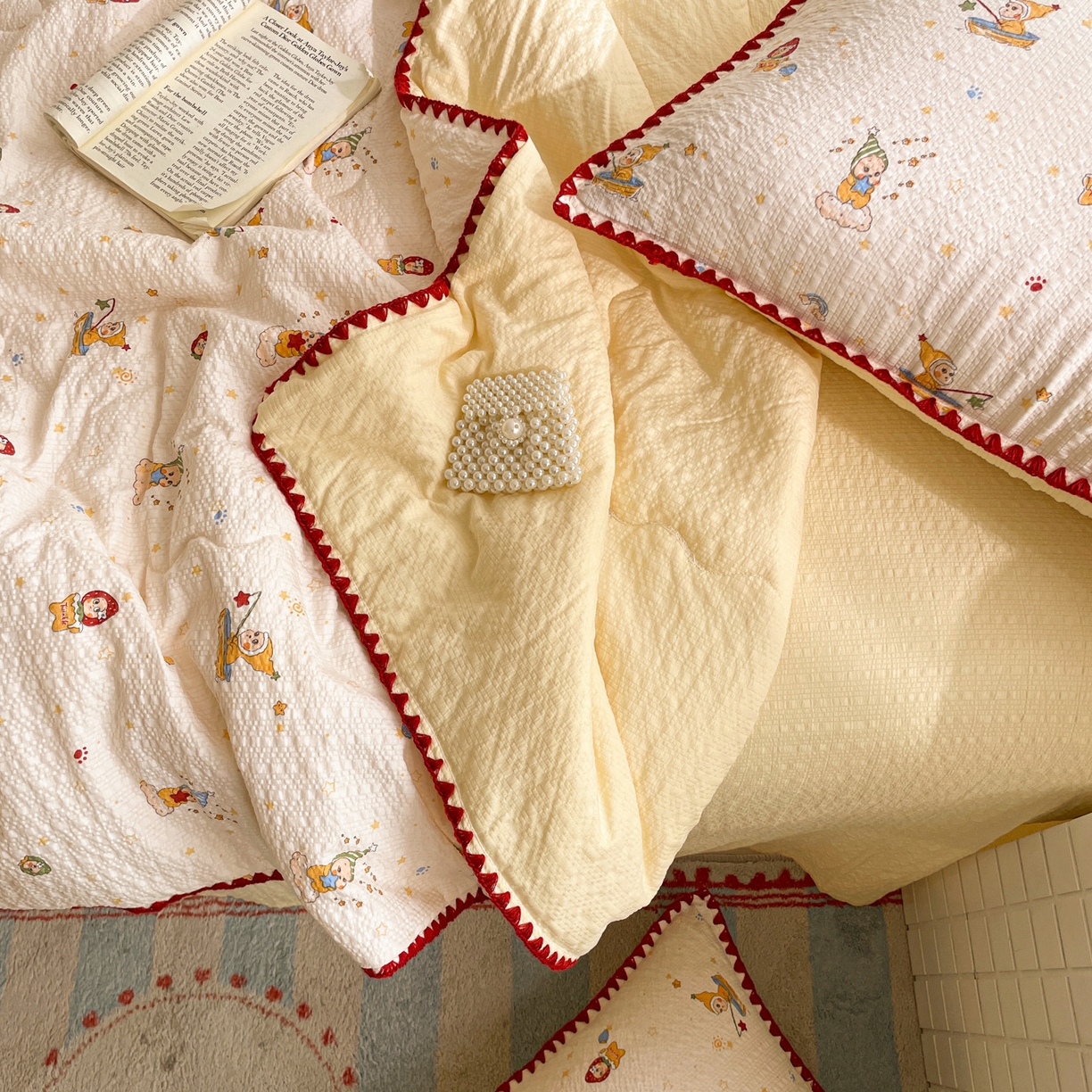 91家纺网 家纺一手货源 找家纺 （总）蓝极人 2026新款泡芙贝壳边夏被四件套