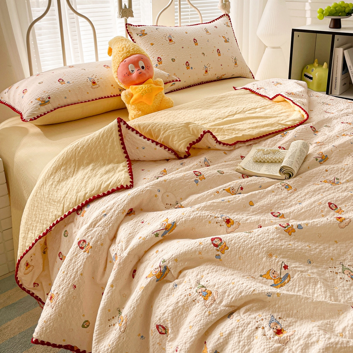 91家纺网 家纺一手货源 找家纺 （总）蓝极人 2026新款泡芙贝壳边夏被四件套