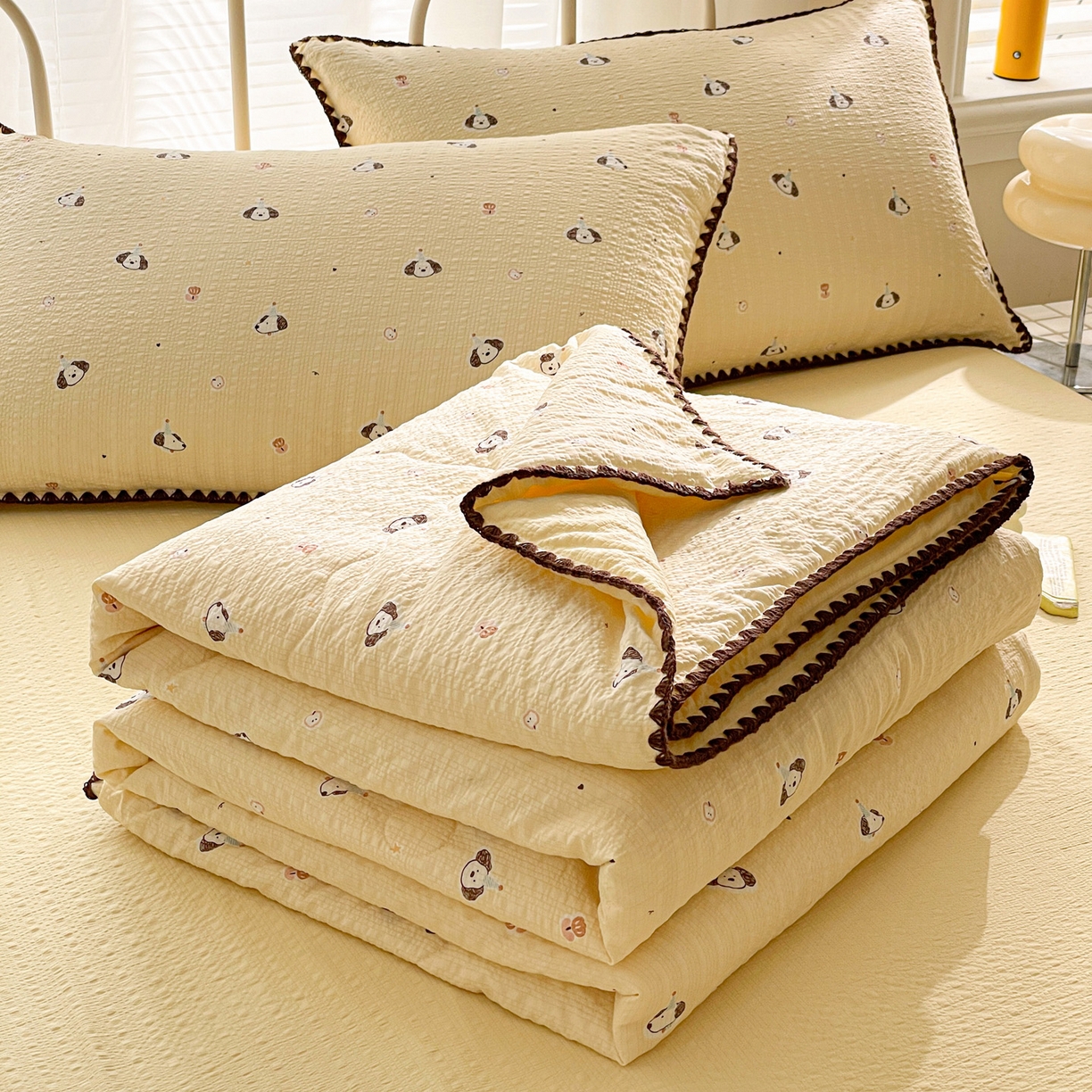 91家纺网 家纺一手货源 找家纺 （总）蓝极人 2026新款泡芙贝壳边夏被四件套