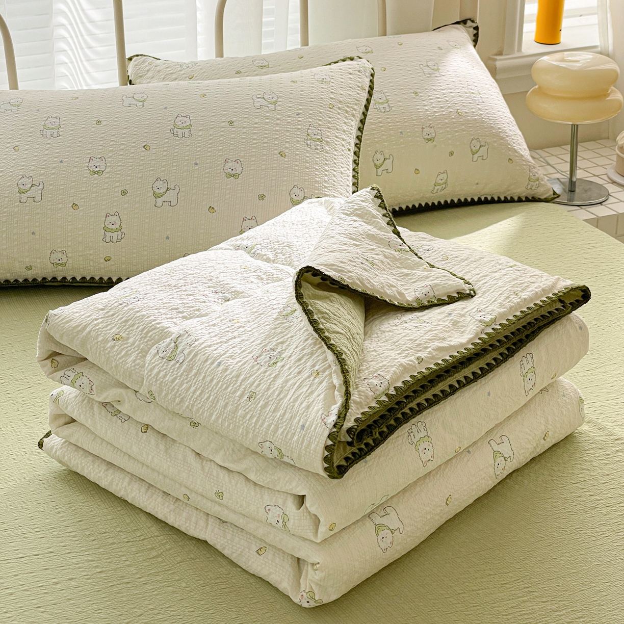 91家纺网 家纺一手货源 找家纺 （总）蓝极人 2026新款泡芙贝壳边夏被四件套