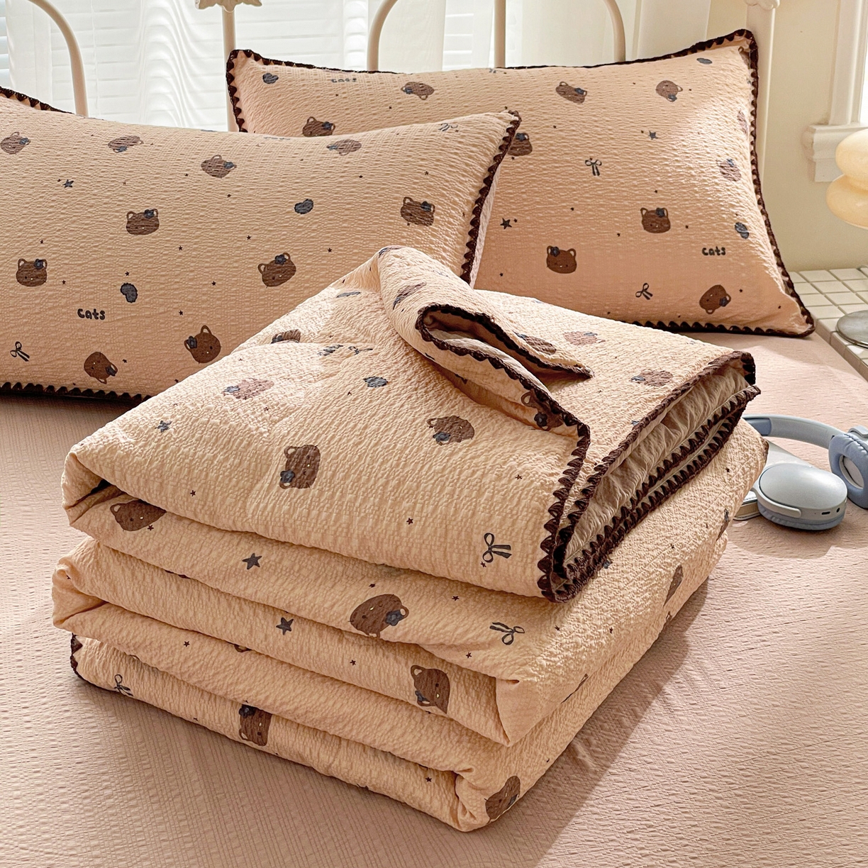 91家纺网 家纺一手货源 找家纺 （总）蓝极人 2026新款泡芙贝壳边夏被四件套