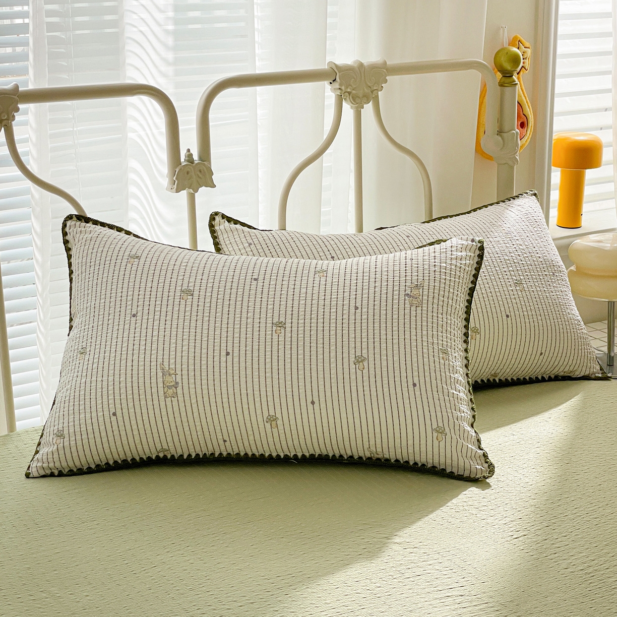 91家纺网 家纺一手货源 找家纺 蓝极人 2026新款泡芙贝壳边夏被四件套 XB蘑菇兔