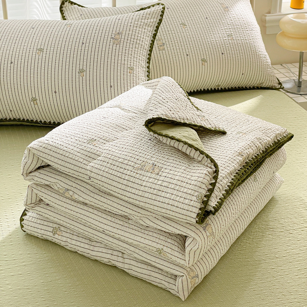 91家纺网 家纺一手货源 找家纺 （总）蓝极人 2026新款泡芙贝壳边夏被四件套