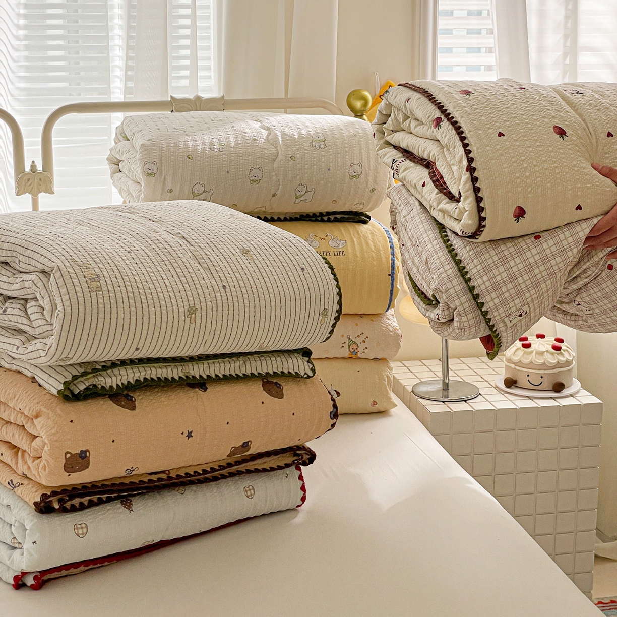 蓝极人 2026新款泡芙贝壳边夏被四件套 组合图仅供展示-不可下单