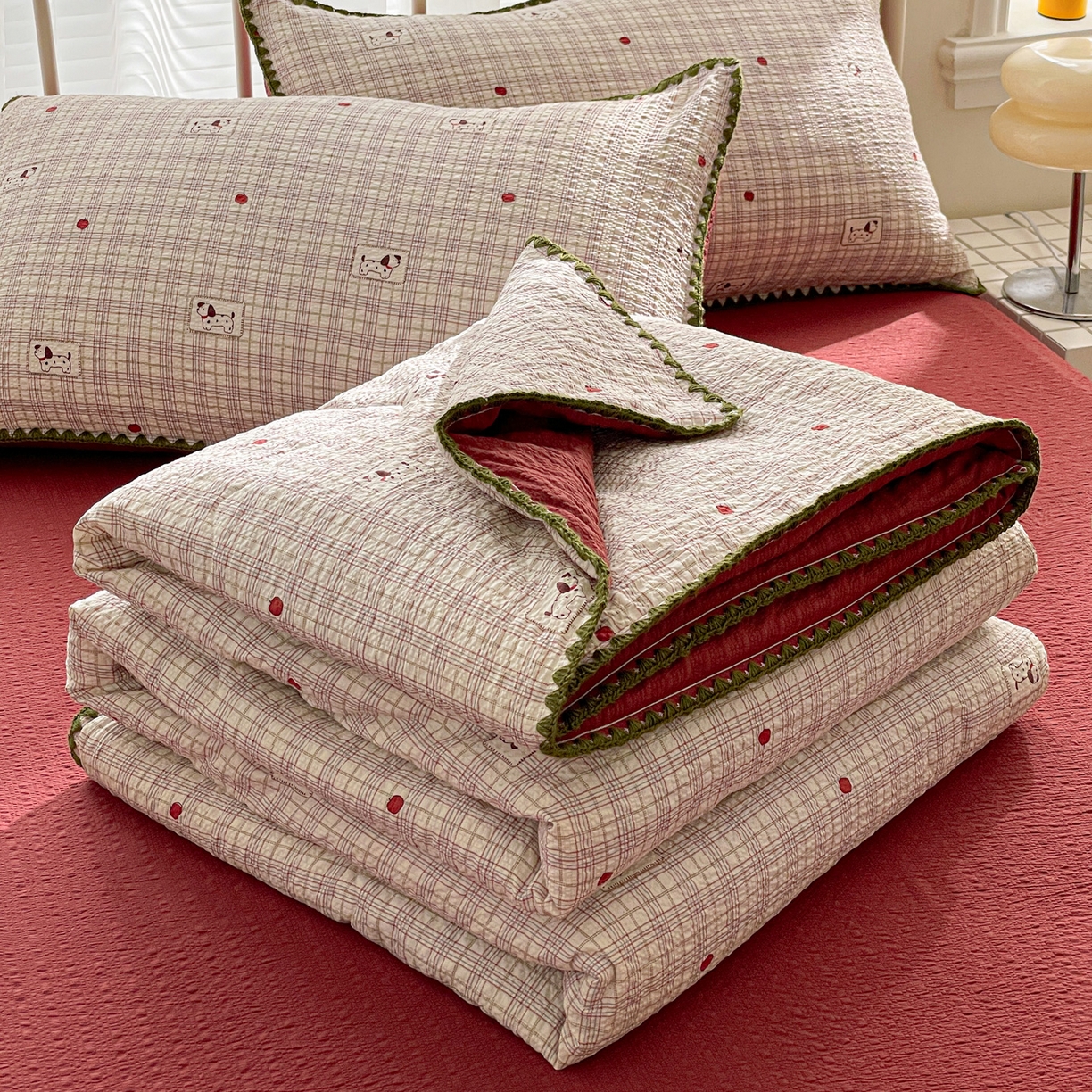 91家纺网 家纺一手货源 找家纺 （总）蓝极人 2026新款泡芙贝壳边夏被四件套