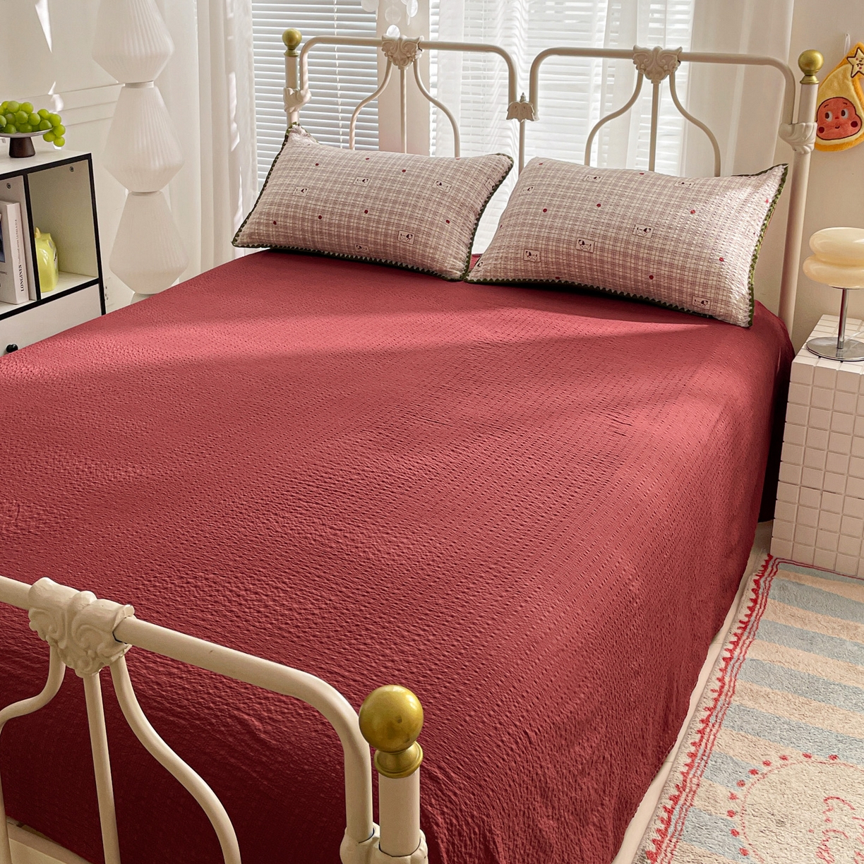 91家纺网 家纺一手货源 找家纺 蓝极人 2026新款泡芙贝壳边夏被四件套 XB苹果狗