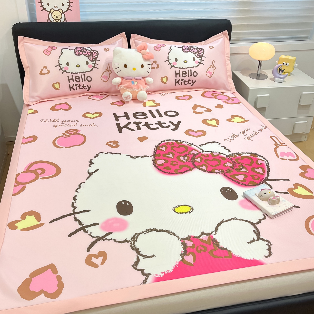 91家纺网 家纺一手货源 找家纺 暮思家居 2026新款正版授权A类大版数码印花三丽鸥枕套单品枕套枕套单件 豹纹KT猫