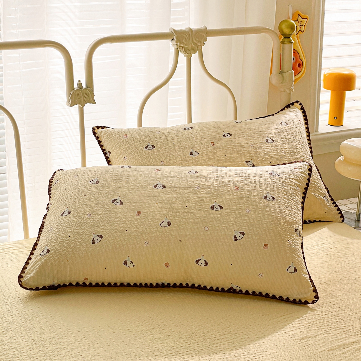 91家纺网 家纺一手货源 找家纺 蓝极人 2026新款泡芙贝壳边夏被四件套 XB生日狗