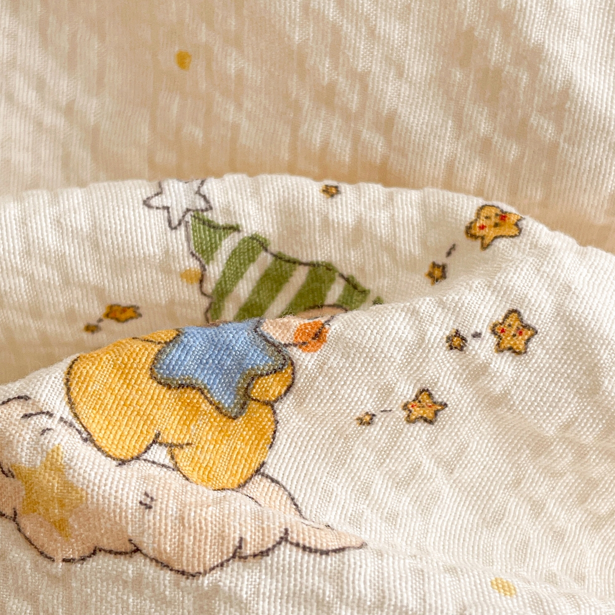 91家纺网 家纺一手货源 找家纺 蓝极人 2026新款泡芙贝壳边夏被四件套 XB星星人