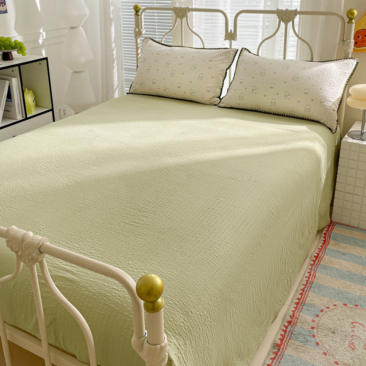 91家纺网 家纺一手货源 找家纺 蓝极人 2026新款泡芙贝壳边夏被四件套 XB耶耶狗