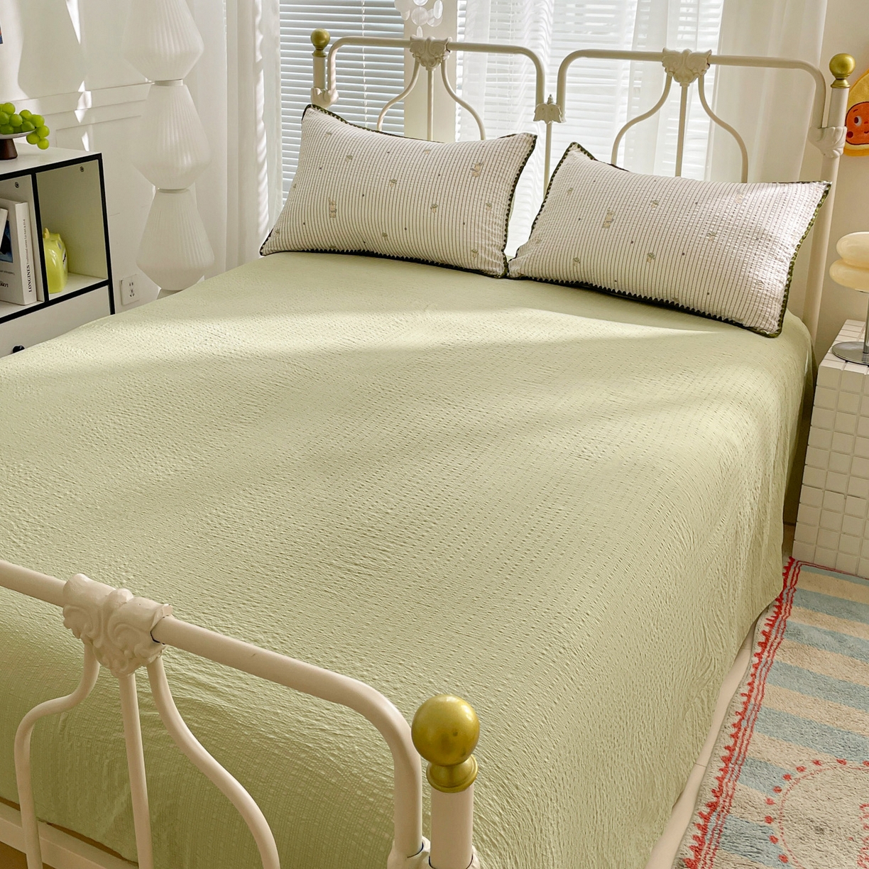 91家纺网 家纺一手货源 找家纺 蓝极人 2026新款泡芙贝壳边夏被四件套 XB蘑菇兔