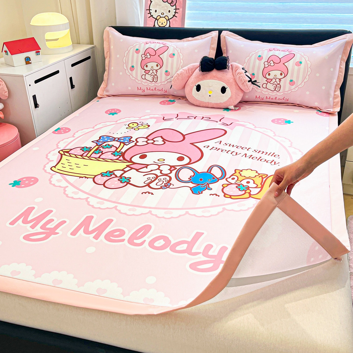 91家纺网 家纺一手货源 找家纺 暮思家居 2026新款正版授权A类大版数码印花三丽鸥枕套单品枕套枕套单件 草莓美乐蒂