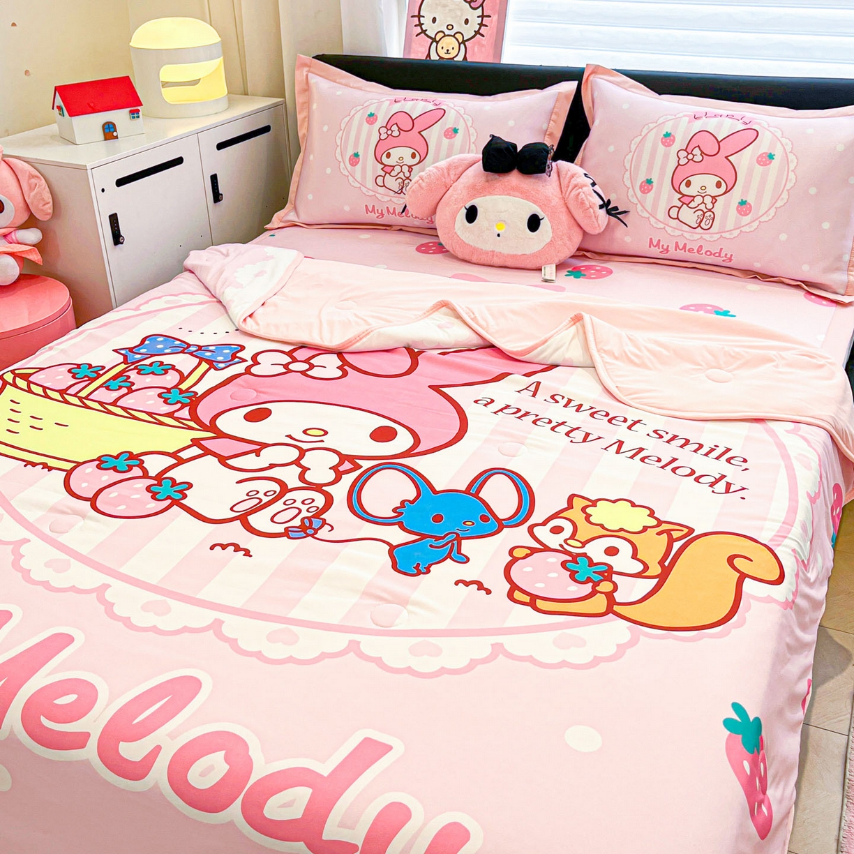 91家纺网 家纺一手货源 找家纺 暮思家居 2026新款正版授权A类大版数码印花三丽鸥枕套单品枕套枕套单件 草莓美乐蒂