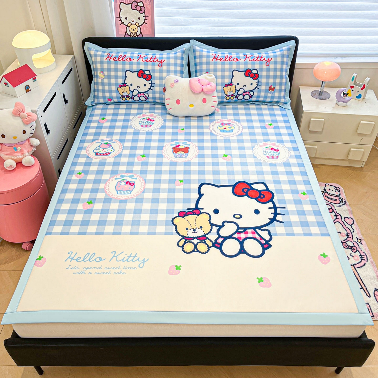 91家纺网 家纺一手货源 找家纺 暮思家居 2026新款正版授权A类大版数码印花三丽鸥枕套单品枕套枕套单件 格子KT