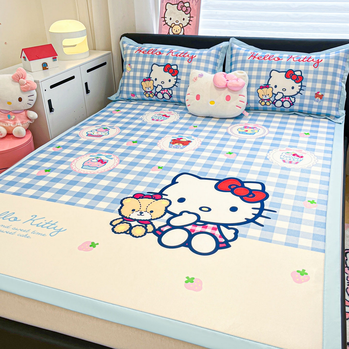 91家纺网 家纺一手货源 找家纺 暮思家居 2026新款正版授权A类大版数码印花三丽鸥枕套单品枕套枕套单件 格子KT