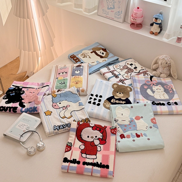 雅萱家纺 2026新款全棉老粗布毛巾绣床单 组合图