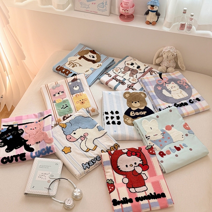 91家纺网 家纺一手货源 找家纺 雅萱家纺 2026新款全棉老粗布毛巾绣床单 组合图