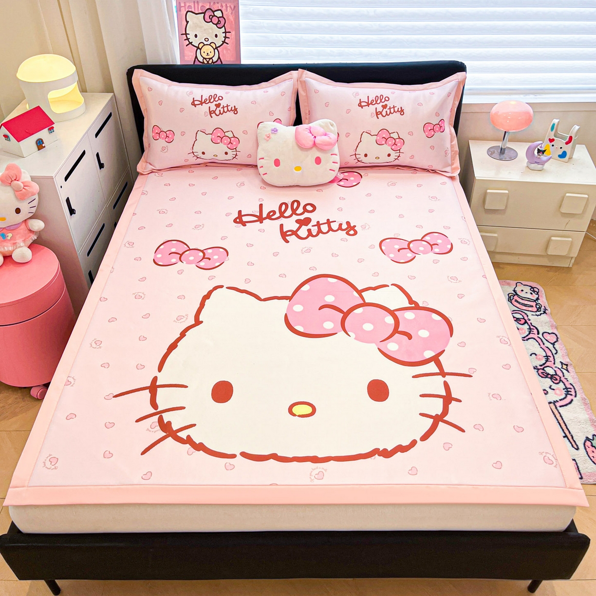 91家纺网 家纺一手货源 找家纺 暮思家居 2026新款正版授权A类大版数码印花三丽鸥枕套单品枕套枕套单件 蝴蝶结KT