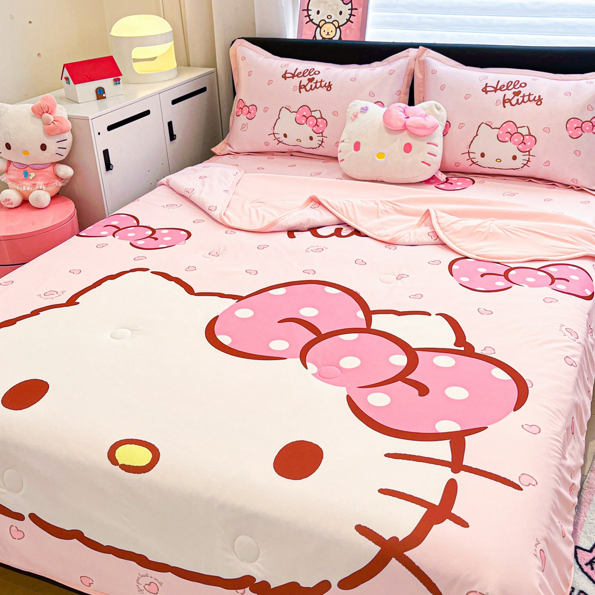 91家纺网 家纺一手货源 找家纺 暮思家居 2026新款正版授权A类大版数码印花三丽鸥枕套单品枕套枕套单件 蝴蝶结KT