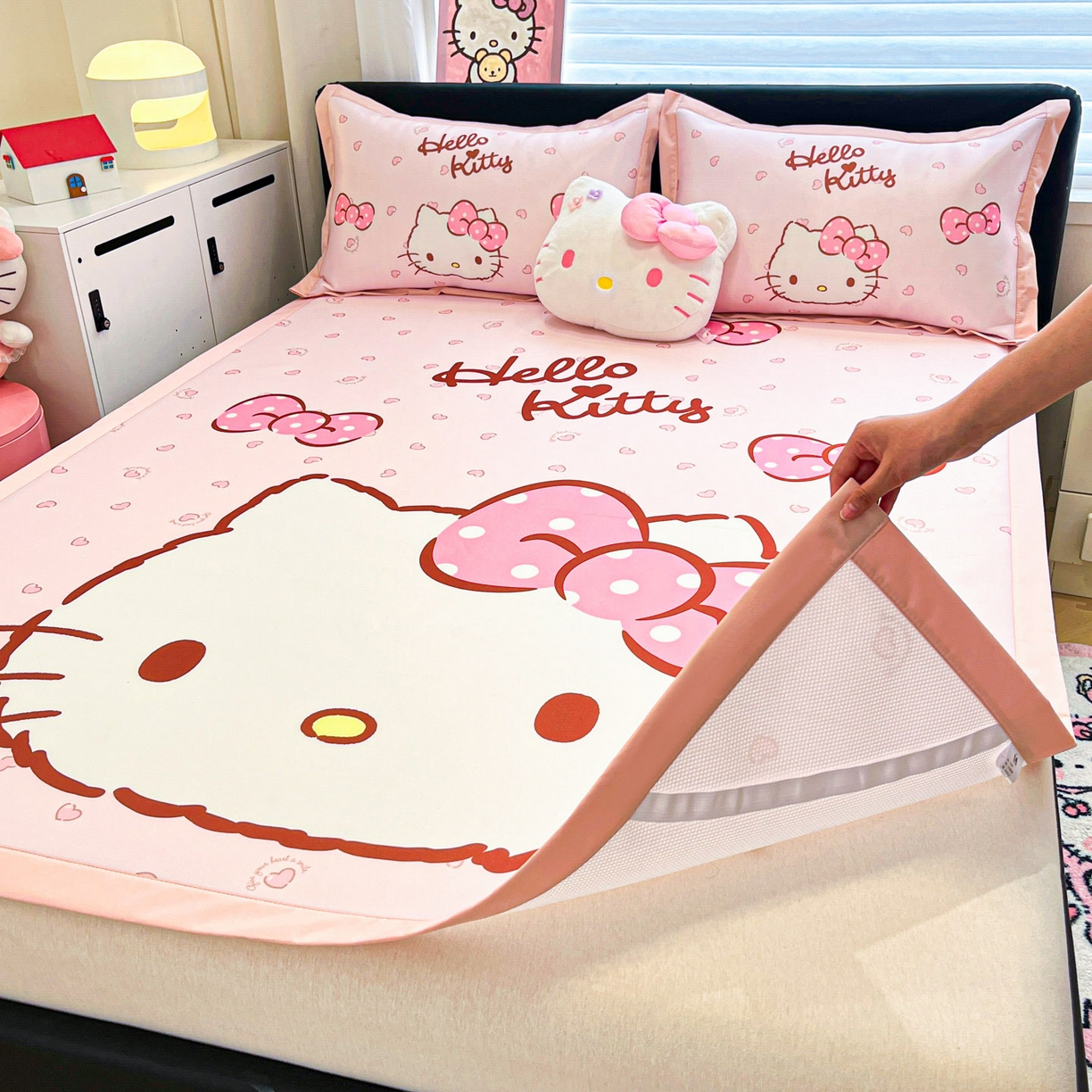 91家纺网 家纺一手货源 找家纺 暮思家居 2026新款正版授权A类大版数码印花三丽鸥枕套单品枕套枕套单件 蝴蝶结KT