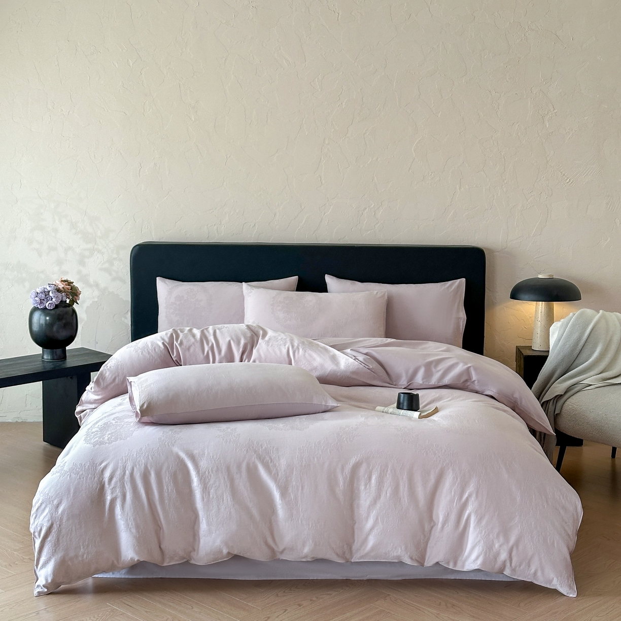 优悦生活馆 2026新款60s全棉提花四件套 法式浪漫-幻影紫