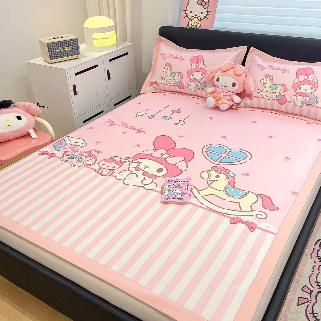 91家纺网 家纺一手货源 找家纺 暮思家居 2026新款正版授权A类大版数码印花三丽鸥枕套单品枕套枕套单件 条纹美乐蒂