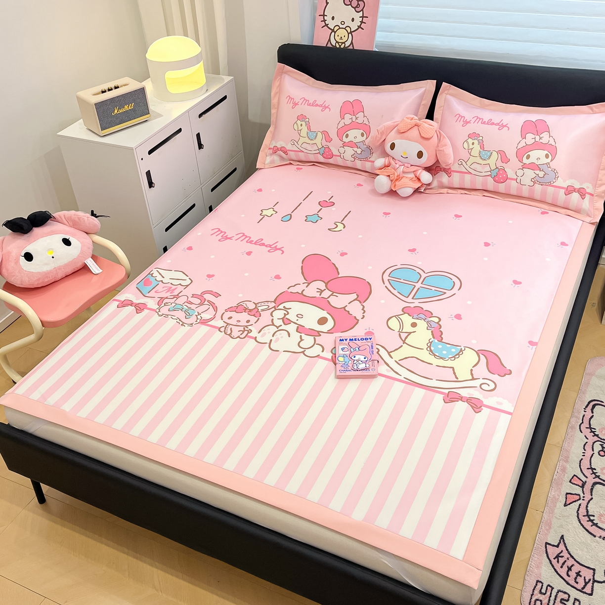 91家纺网 家纺一手货源 找家纺 暮思家居 2026新款正版授权A类大版数码印花三丽鸥枕套单品枕套枕套单件 条纹美乐蒂