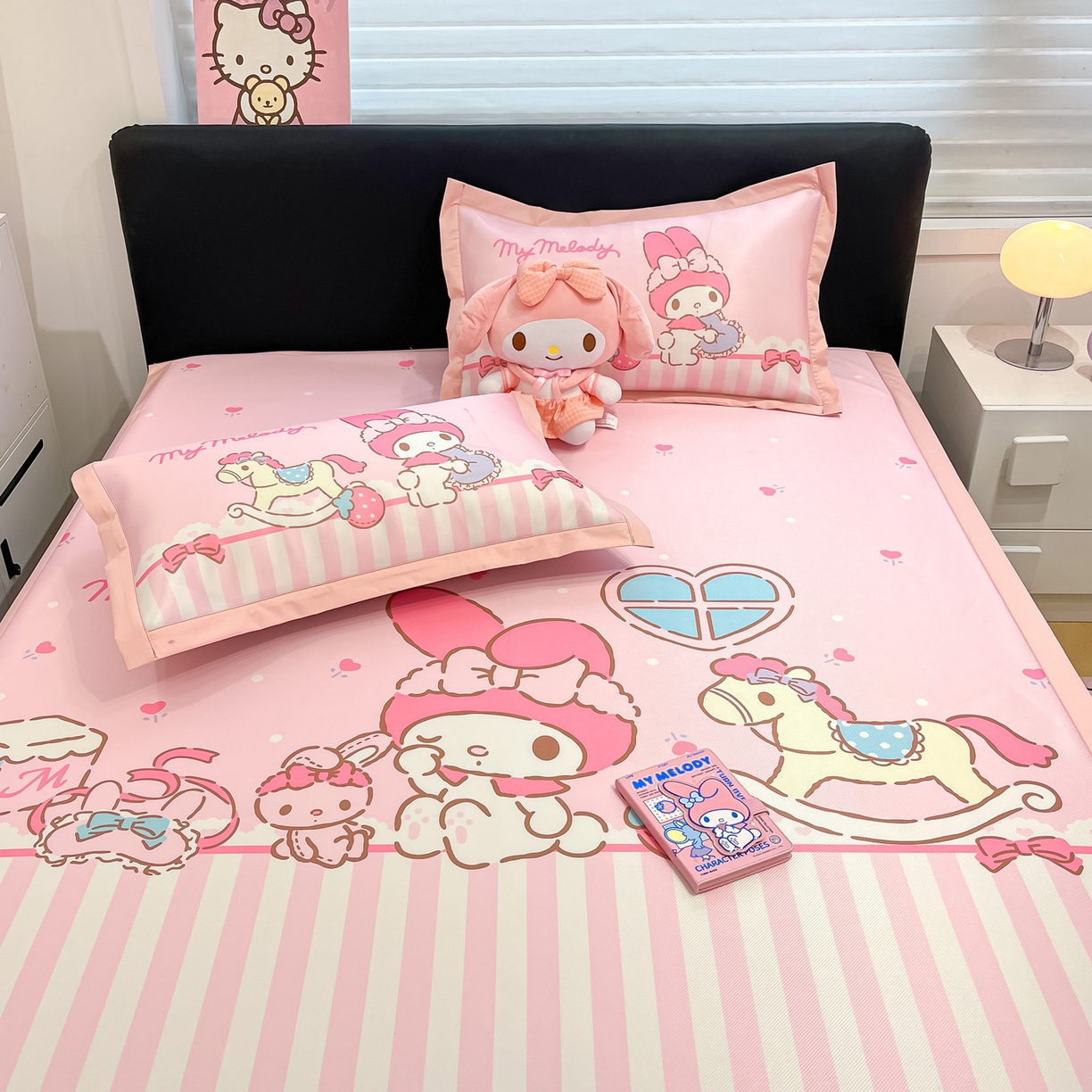 91家纺网 家纺一手货源 找家纺 暮思家居 2026新款正版授权A类大版数码印花三丽鸥枕套单品枕套枕套单件 条纹美乐蒂