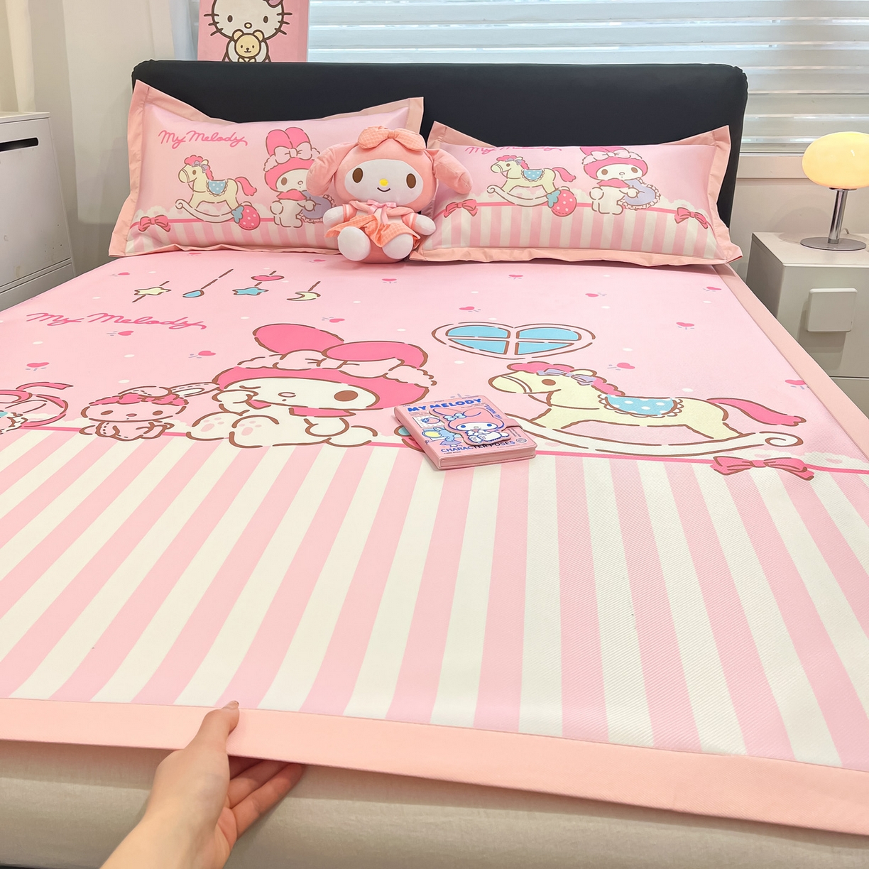 91家纺网 家纺一手货源 找家纺 暮思家居 2026新款正版授权A类大版数码印花三丽鸥枕套单品枕套枕套单件 条纹美乐蒂