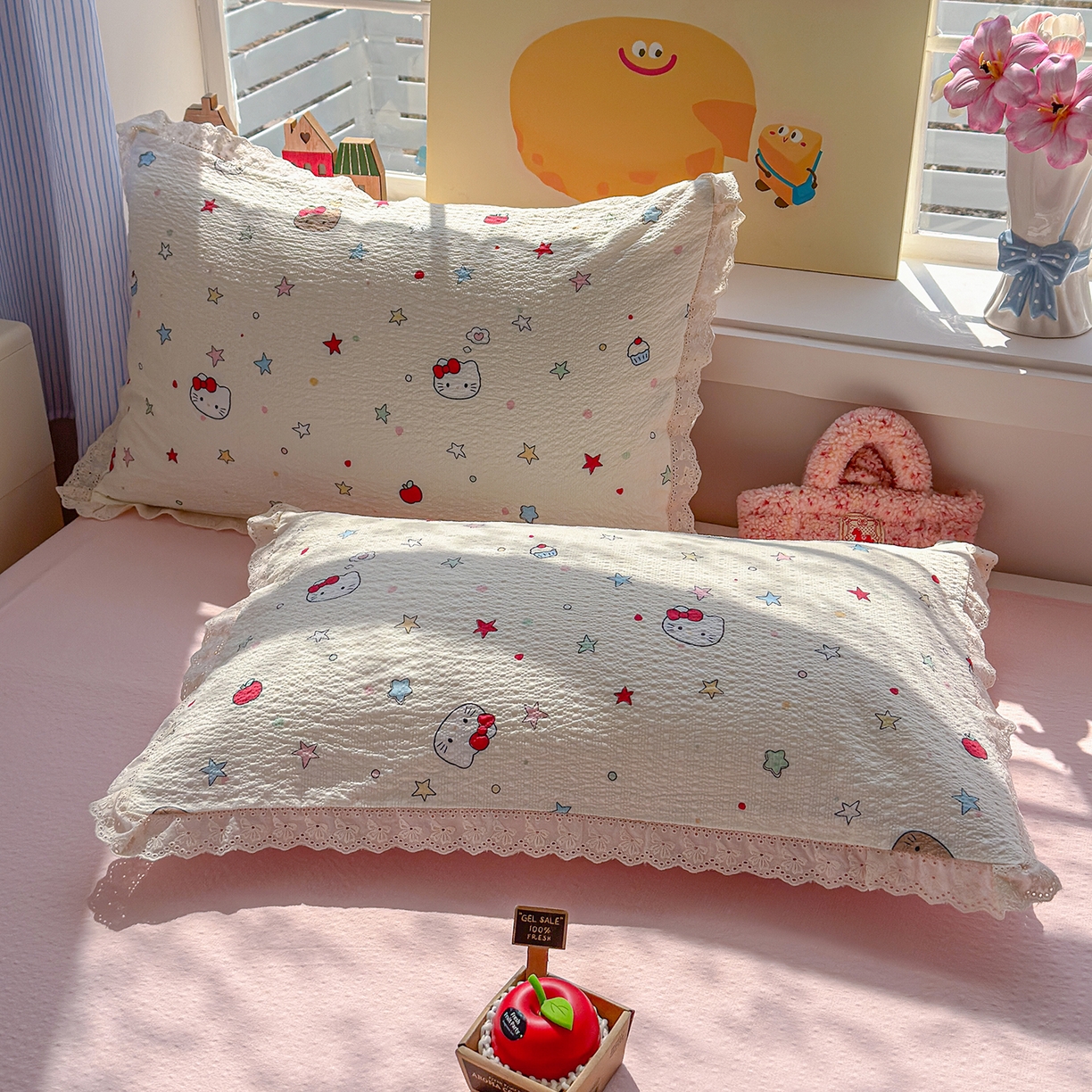 91家纺网 家纺一手货源 找家纺 弗苓家纺 2026新款高克重泡芙棉花边款夏被夏凉被空调被四件套小红书推荐-风格一 星芒凯蒂