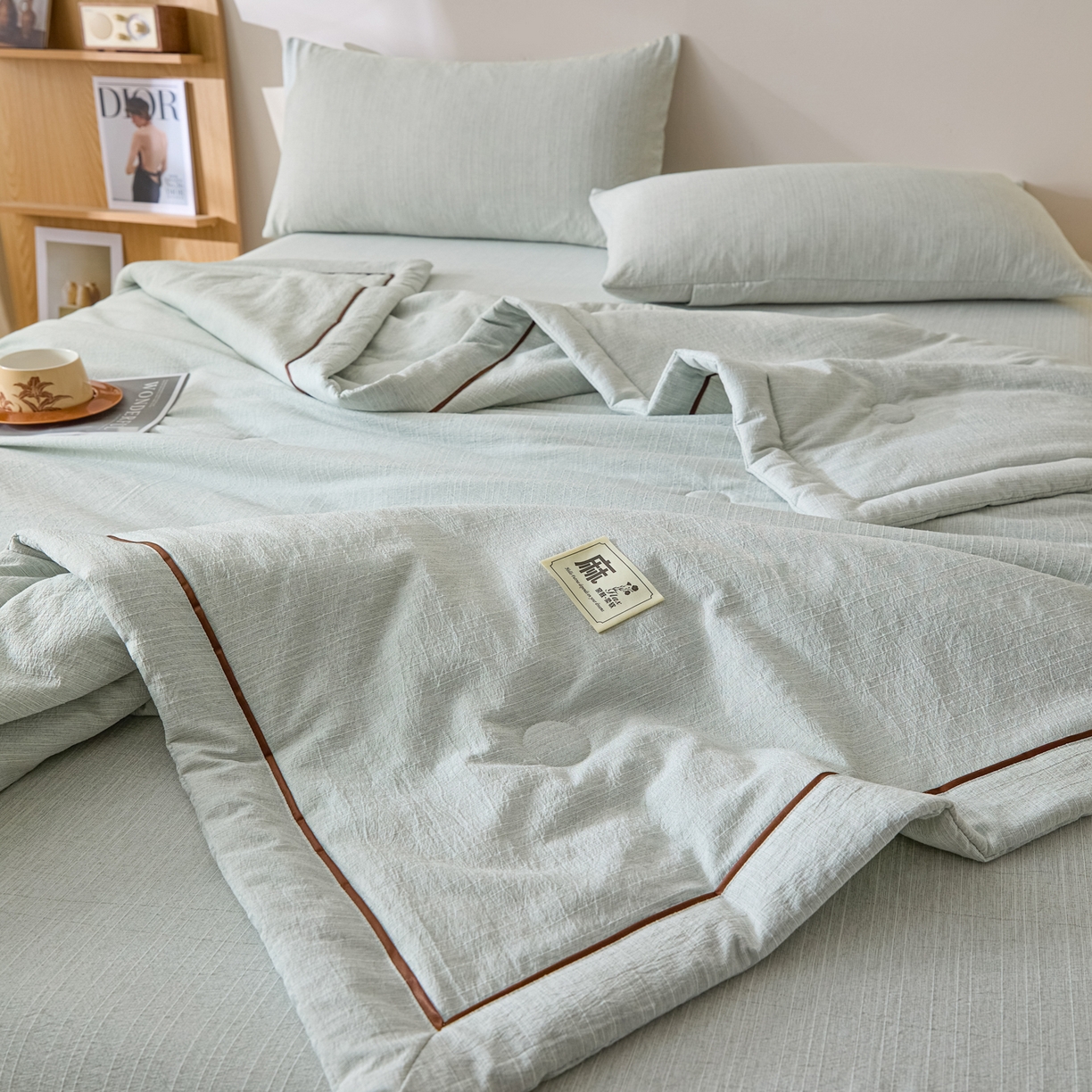 91家纺网 家纺一手货源 找家纺 （总）蓝极人 2026新款提花色织水洗麻夏被四件套