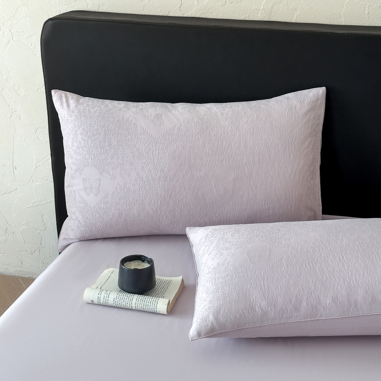 91家纺网 家纺一手货源 找家纺 优悦生活馆 2026新款60s全棉提花四件套 暖雾碟语-淡雅紫