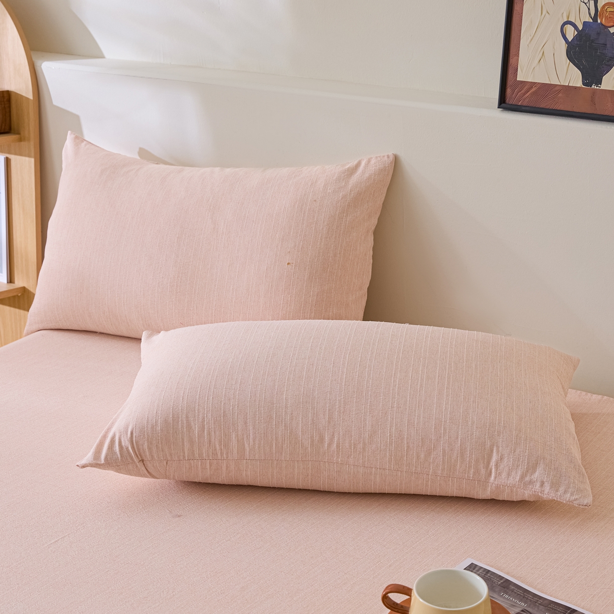 91家纺网 家纺一手货源 找家纺 蓝极人 2026新款提花色织水洗麻夏被四件套 色织-晨曦黄