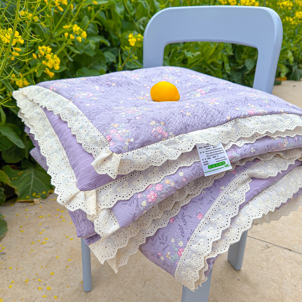 91家纺网 家纺一手货源 找家纺 弗苓家纺 2026新款高克重泡芙棉花边款夏被夏凉被空调被四件套小红书推荐-风格一 松间茶事