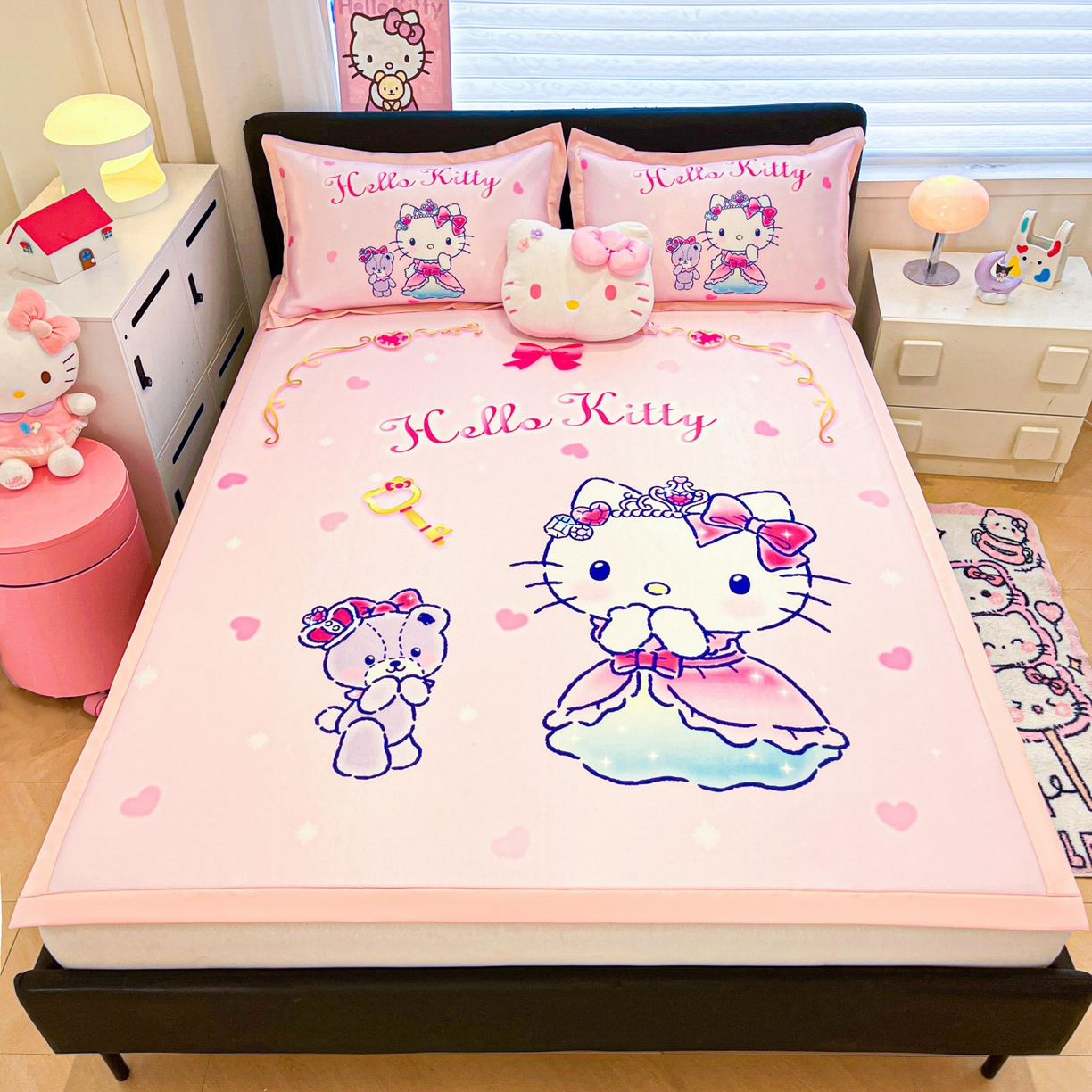 91家纺网 家纺一手货源 找家纺 暮思家居 2026新款正版授权A类大版数码印花三丽鸥枕套单品枕套枕套单件 幸福KT