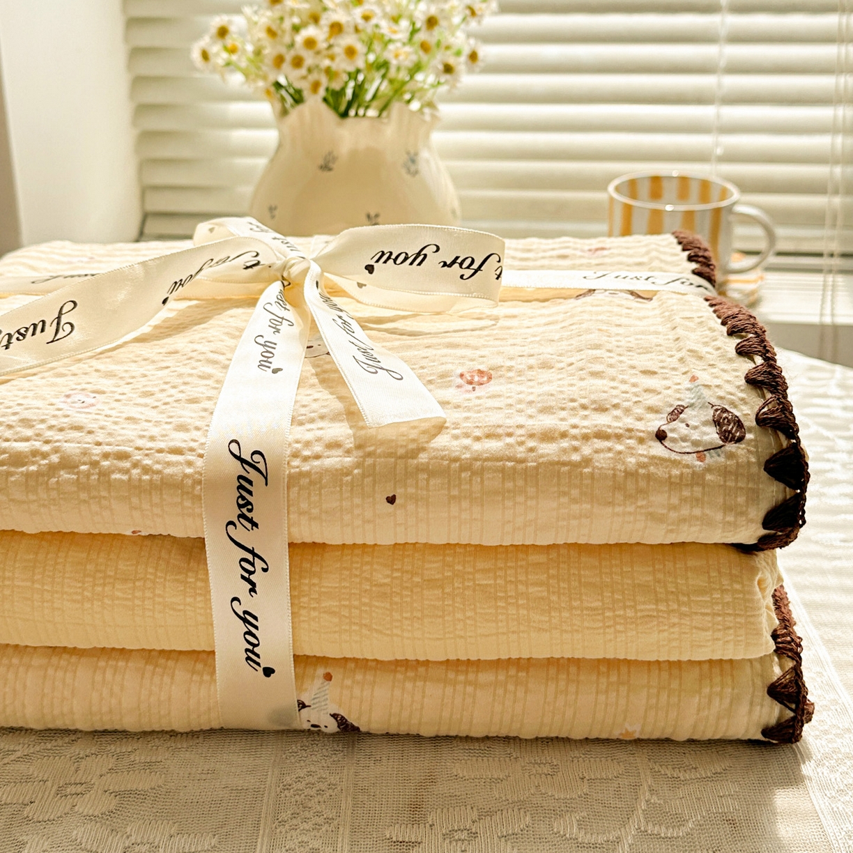 91家纺网 家纺一手货源 找家纺 蓝极人 2026新款泡芙被壳针四件套 生日狗