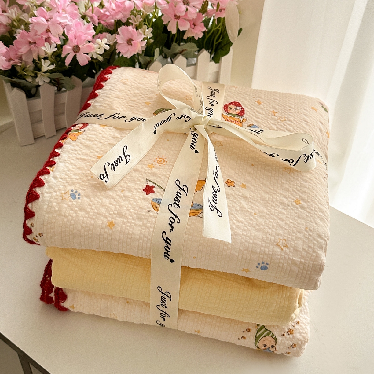 91家纺网 家纺一手货源 找家纺 蓝极人 2026新款泡芙被壳针四件套 星星人