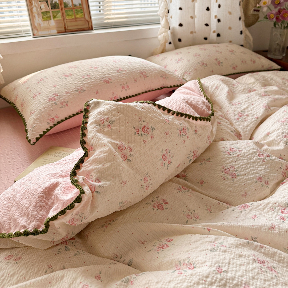 91家纺网 家纺一手货源 找家纺 蓝极人 2026新款泡芙被壳针四件套 月光