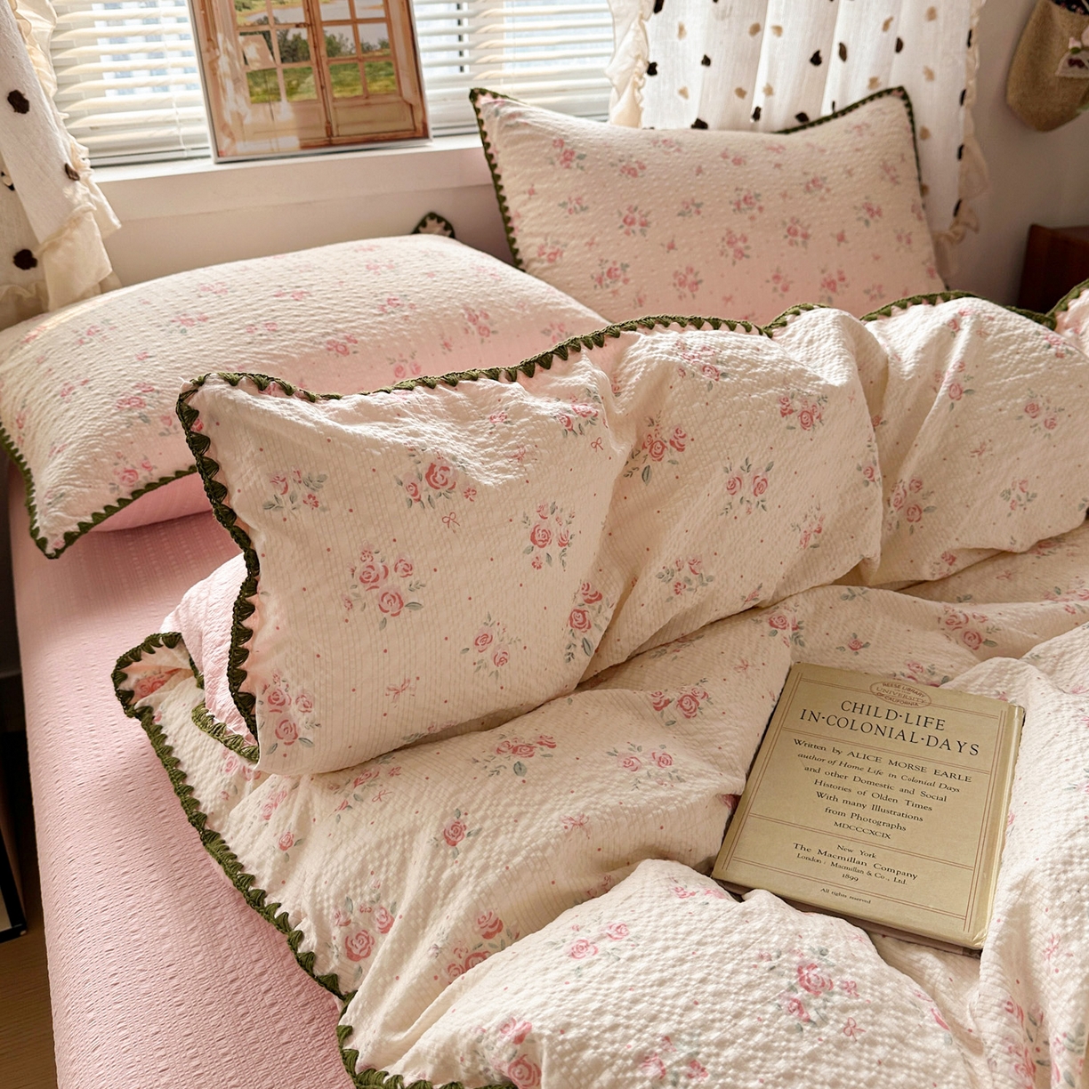 91家纺网 家纺一手货源 找家纺 蓝极人 2026新款泡芙被壳针四件套 月光