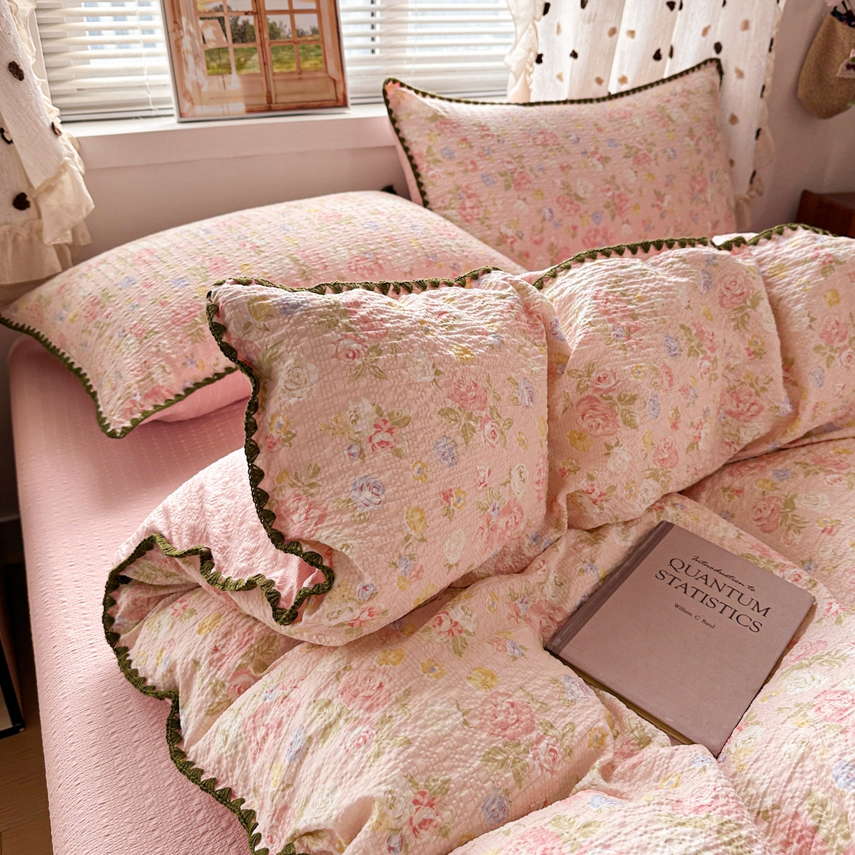 91家纺网 家纺一手货源 找家纺 蓝极人 2026新款泡芙被壳针四件套 浅夏