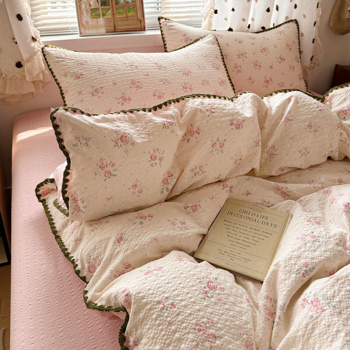 91家纺网 家纺一手货源 找家纺 蓝极人 2026新款泡芙被壳针四件套 月光