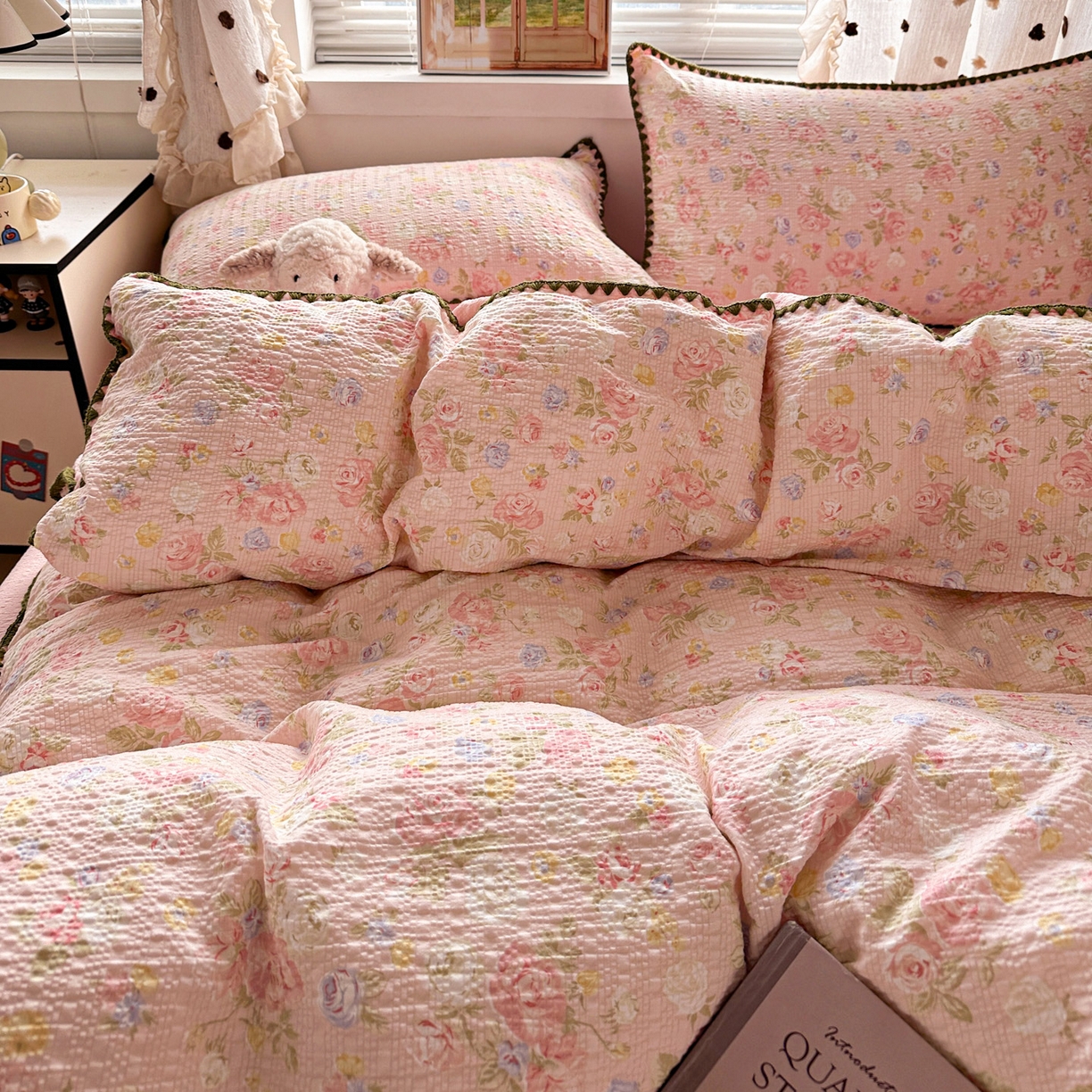 91家纺网 家纺一手货源 找家纺 蓝极人 2026新款泡芙被壳针四件套 浅夏