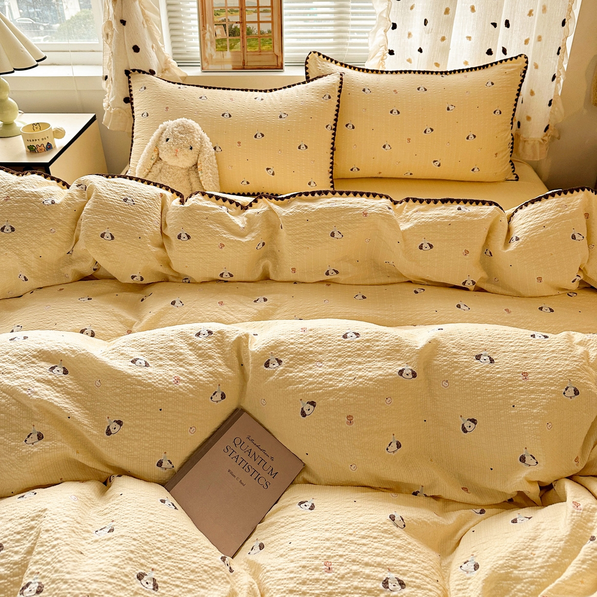 91家纺网 家纺一手货源 找家纺 蓝极人 2026新款泡芙被壳针四件套 生日狗