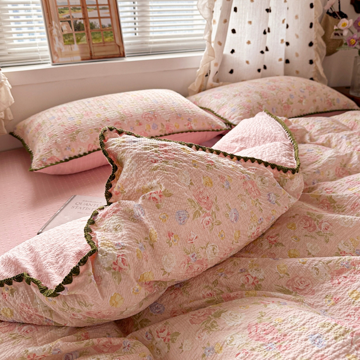 91家纺网 家纺一手货源 找家纺 蓝极人 2026新款泡芙被壳针四件套 浅夏