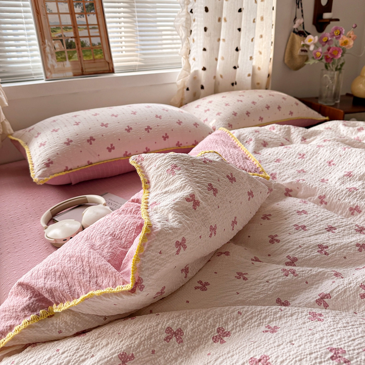 91家纺网 家纺一手货源 找家纺 蓝极人 2026新款泡芙被壳针四件套 若梦