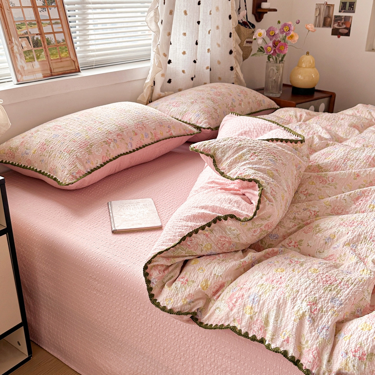 91家纺网 家纺一手货源 找家纺 蓝极人 2026新款泡芙被壳针四件套 浅夏