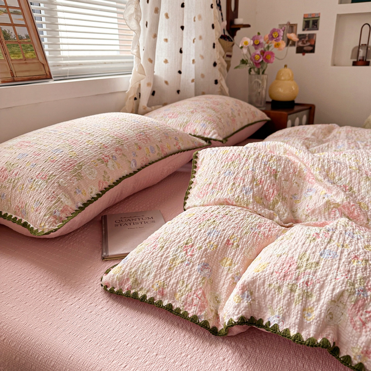 91家纺网 家纺一手货源 找家纺 蓝极人 2026新款泡芙被壳针四件套 浅夏