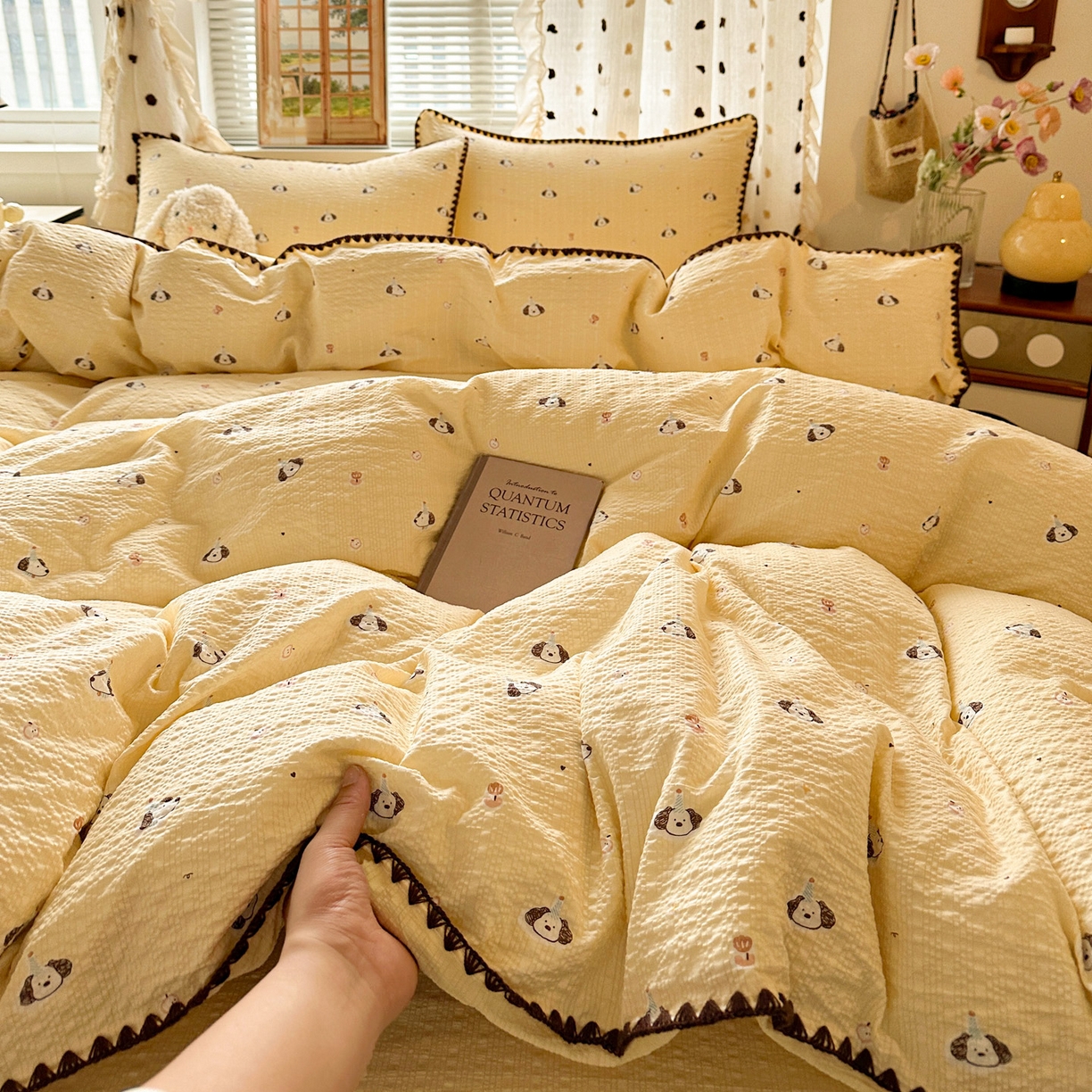 91家纺网 家纺一手货源 找家纺 蓝极人 2026新款泡芙被壳针四件套 生日狗