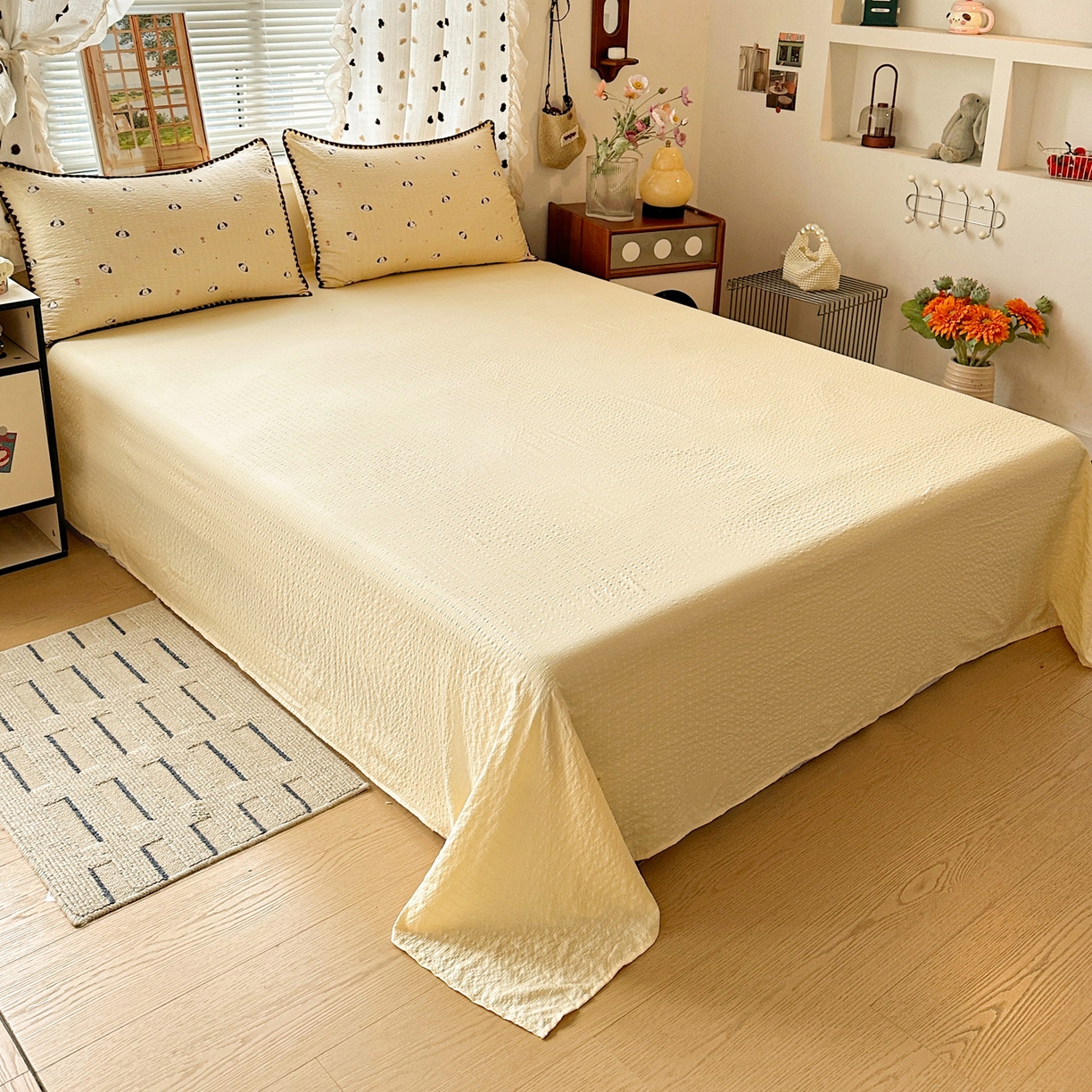 91家纺网 家纺一手货源 找家纺 蓝极人 2026新款泡芙被壳针四件套 生日狗